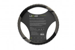 Оплетка руля LECAR винил M (38 см) ребристый обод цвет черно-серый