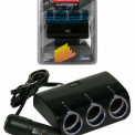 Разветвитель прикуривателя Nova Bright 3 гнезда +1 USB-порт, 1000мА, предохранитель, LED подсветка, 12/24В