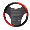 Оплетка руля LECAR винил M (38 см) ребристый обод цвет черно-красный