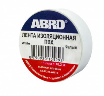 Изолента  ABRO 19 мм × 18.2 м белая