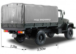Тент ГАЗ-66, 3308 (3,50 х 2,28 х1,23) под веревку "Стандарт", 2-х ст.ткань, цв. серый