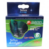 Лампа  H4 12Vх60/55W голубая +100% «EcoLight Sirius» (к-т 2 шт)
