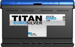 Аккумулятор "TITAN" EUROSILVER  65 Ah, 12V пуск.ток 620/650 А прямая полярность (+ ; -)