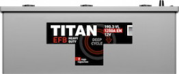 Аккумулятор "TITAN" EFB 190 Ah, 12V пуск.ток 1250 А обратная полярность (+ ; -)