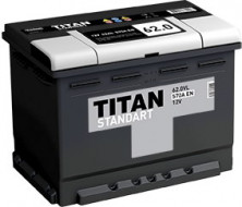 Аккумулятор "TITAN" STANDART  62 Ah, 12V пуск.ток 550/570 А обратная полярность (- ; +)
