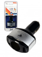 Разветвитель прикуривателя Nova Bright 1 гнездо +1 USB-порт, 2100мА, LED подсветка, 12/24В