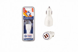 Зарядное устройство в прикуриватель 2 USB-порта (12/24В, 2.4А) LED подсветка, белый