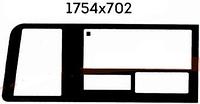 Стекло Газель NEXT окна боковины левое заднее, с форточкой сдвижной (1754х702) "Оригинал"