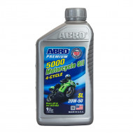 Масло моторное ABRO 4-х Тактное 20W50 SL/SJ, JASO MA2 для мотоциклов минеральное 1л