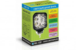 Фара светодиодная WL-132F 82х82х38 мм, квадратная 27W, 2160 Лм, 10/30В, 9 диодов, ближний свет