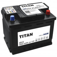 Аккумулятор "TITAN" AGM  60 Ah, 12V пуск.ток 660 А обратная полярность (- ; +)