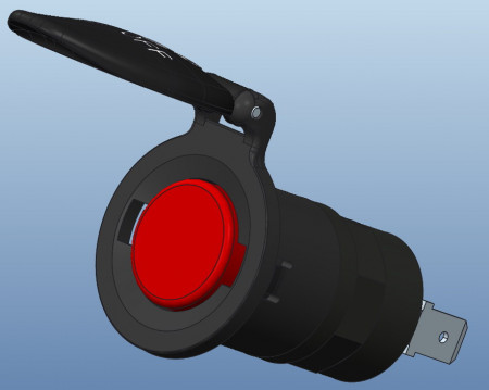 Выключатель массы ГАЗ, ПАЗ, УАЗ, ЗИЛ (12-24V малогабаритный) кнопка пластик, красная