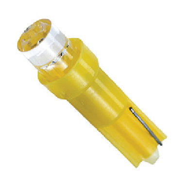 Лампа приборная 12Vх1,2W пластик. патрон Т5 (W2x4,6d) диод желтый