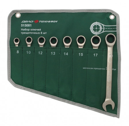 Набор ключей комбинированных трещоточных  8 шт. (8,10,12,13,14,15,17,19 мм) планшет тетроновый