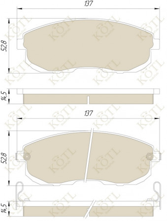 Колодка тормозная "KoTL" NISSAN Juke, Teana, Tida, Maxima, SUZUKI SX4 с инд. износа (к-т 4шт) перед