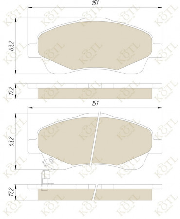 Колодка тормозная "KoTL" TOYOTA Avensis 1997/09  -2008/11, Corolla Verso 2004/04  -2009/03 (к-т 4шт) перед