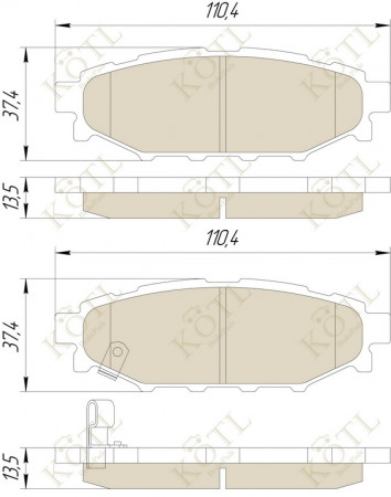 Колодка тормозная "KoTL" SUBARU Legacy, Outback 2.0/2.5 (2003-), Impreza, Liberty, XV (к-т 4шт) задняя