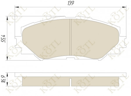 Колодка тормозная "KoTL" TOYOTA Auris, Corolla, Altis, RAV 4, Blade, Ist, Verso S, Vitz, Yaris, Urban Cruiser, Trezia, LEXUS HS, SUBARU Trezia (к-т 4шт) перед