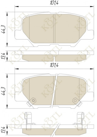 Колодка тормозная "KoTL" MITSUBISHI Outlander 2012-, RVR, ASX, MAZDA 6, Atenza, CITROËN C4, Aircross (к-т 4шт) задняя