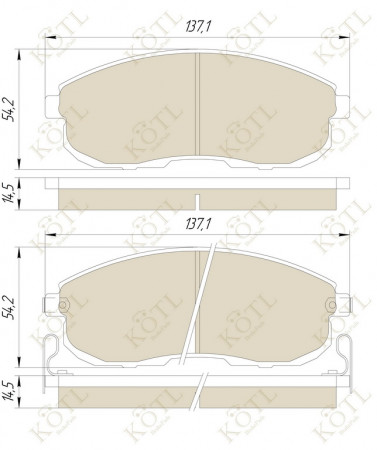 Колодка тормозная "KoTL" NISSAN Juke, Cube, Maxima, Teana, Tiida, Laurel, Versa, SUZUKI SX4, INFINITI i30 с индикатором износа (к-т 4шт) перед