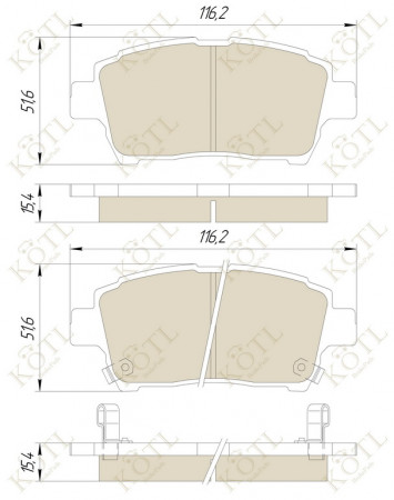 Колодка тормозная "KoTL" TOYOTA Corolla, Prius, Yaris, Verso, Runx, Vitz, Fun Cargo, MR 2 III, Echo, Celica, Atlas (к-т 4шт) перед