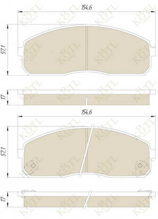 Колодка тормозная "KoTL" HYUNDAI H-1, STAREX, GRANDEUR, SANTA FÉ I, H 100, H 200, SATELLITE, SSANGYONG ACTYON I, KYRON, REXTON (к-т 4шт) перед