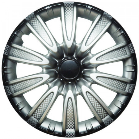 Колпак колеса R14 "ТОРНАДО" (к-т 2 шт) серебристо-черный карбон