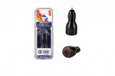 Зарядное устройство в прикуриватель 2 USB-порта (12/24В, 2.4А) LED подсветка