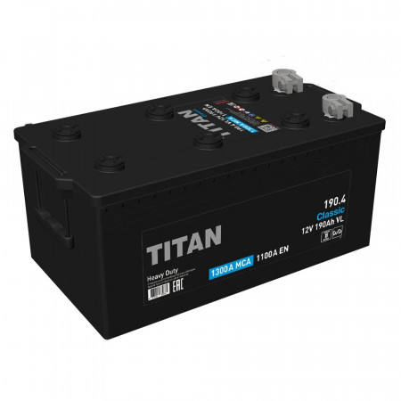 Аккумулятор "TITAN" CLASSIC 190 Ah, 12V пуск.ток 1100 А прямая полярность (- ; +)