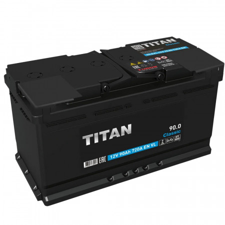 Аккумулятор "TITAN" CLASSIC  90 Ah, 12V пуск.ток 720 А обратная полярность (- ; +)