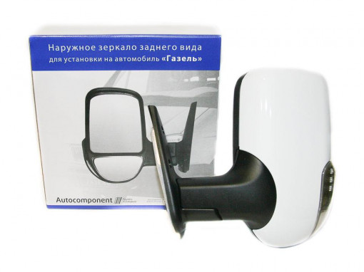 Зеркало Газель-Бизнес с повторителем, с ручным приводом левое, цвет белый