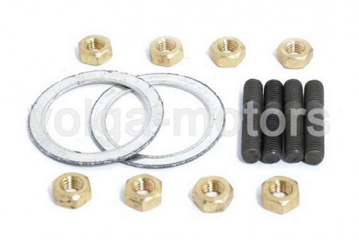 Р/к крепления приемной трубы Волга 402 дв. (2 прокладки +4 шпильки +8 гаек) ф/уп. ГАЗ "Оригинал"