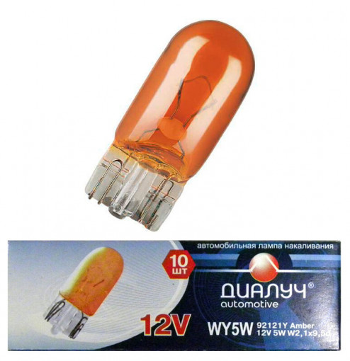 Лампа габарит, приборы, номер 12Vх5W стекл. цоколь WY5W, T10 оранж