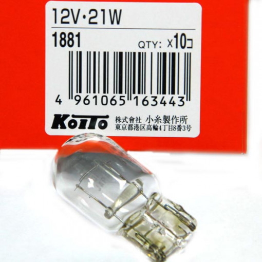 Лампа однаконтактная поворот, стоп-сигнал 12Vх21W стекл. цоколь Т20