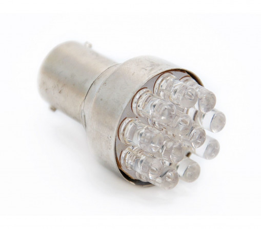 Лампа диод одноконтактная (поворот, стоп-сигнал) 12Vх21W красная 12 диодов