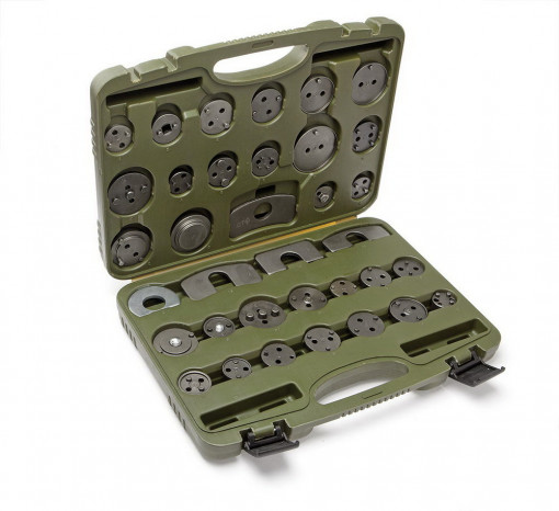 Набор инструмента для утапливания поршней тормозного цилиндра 35 предметов. Набор дополнительных насадок для наборов 820012, 820021.