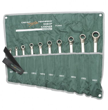 Набор ключей накидных (10 шт.) планшет 6х7, 8х9, 10х11, 12х13, 14х15, 16х17, 18х19, 20х22, 21х23, 24х27