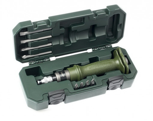 Отвертка ударная с 4 насадками L=36 и 80мм: шлиц 8, 10 мм; PH2, PH3 с защитной рукояткой усиленная