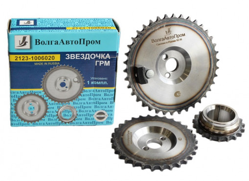Звездочки привода ГРМ ВАЗ-21214, 2131, 2123 Chevrolet Niva (к-т 3 шт) однорядная цепь с отметчиком Евро-3