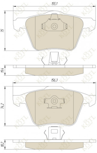 Колодка тормозная "KoTL" VOLVO XC90 02  (GDB1565) (к-т 4шт) перед