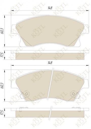 Колодка тормозная "KoTL" CHEVROLET Cruze, Orlando, OPEL Astra, Mokka, Zafira (к-т 4шт) передняя
