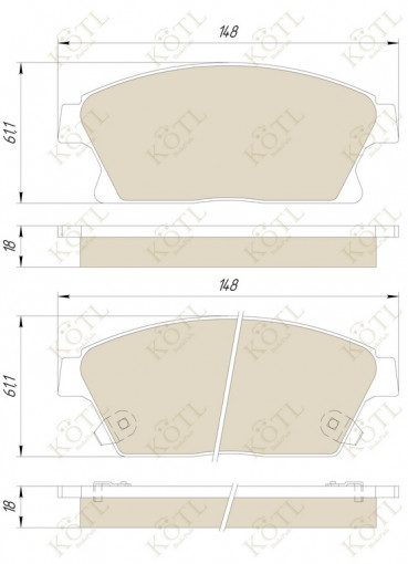 Колодка тормозная "KoTL" CHEVROLET Cruze, Orlando, OPEL Astra, Mokka, Zafira (к-т 4шт) перед