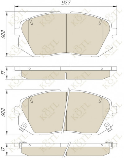 Колодка тормозная "KoTL" HYUNDAI i40, ix35; KIA Sportage, Optima (к-т 4шт) перед