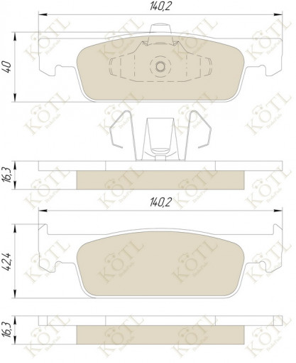 Колодка тормозная RENAULT Sandero II, Logan II, DACIA (140.2х42.4х16,3) (к-т 4шт) перед
