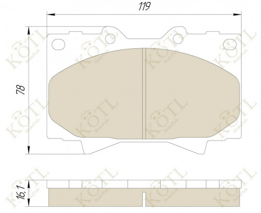 Колодка тормозная "KoTL" TOYOTA Land Cruise IV, VI, Prado, LEXUS LX II (к-т 4шт) передняя