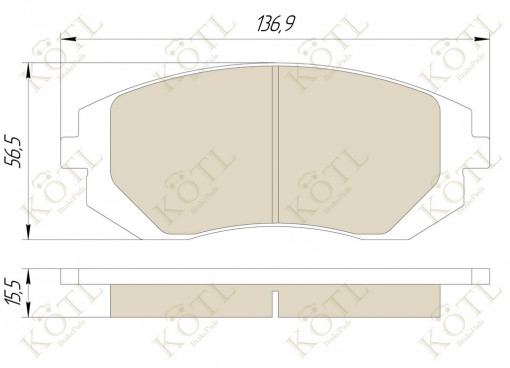 Колодка тормозная "KoTL" SUBARU Forester 2001-, Impreza 2001-, Legacy III, IV, V, Liberty III, IV, V, Outback 2003- (к-т 4шт) перед