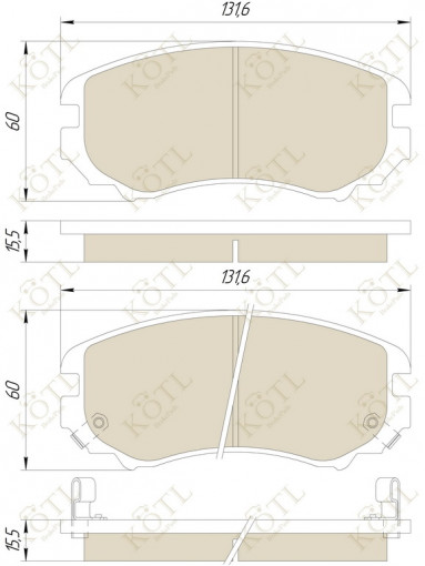 Колодка тормозная "KoTL" HYUNDAI Tucson, Embera, Sonata V,  KIA Cerato, Sportage, Optima, Soul, Spektra, Magentis, Age, Lotze, K3 II, Forte II (к-т 4шт) перед