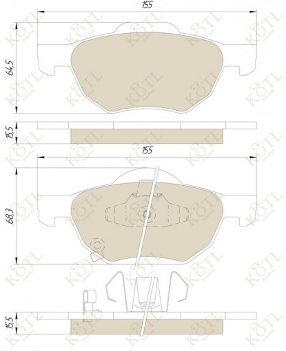 Колодка тормозная "KoTL" HONDA Accord  2.0/2.2/2.4/3.0  (2002-) (к-т 4шт) перед