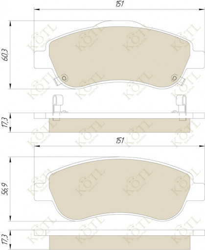 Колодка тормозная "KoTL" HONDA CR-V II (2001/09 -2006/09), CR-V III (2006/09-), CR-V IV (2012/01-) (к-т 4шт) перед