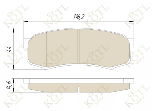 Колодки торм. задние "KoTL" TOYOTA Land Cruiser 150, Prado, LEXUS GX, MITSUBISHI PAJERO 3.8/3.2D (2006/09-) (к-т 4шт) задняя